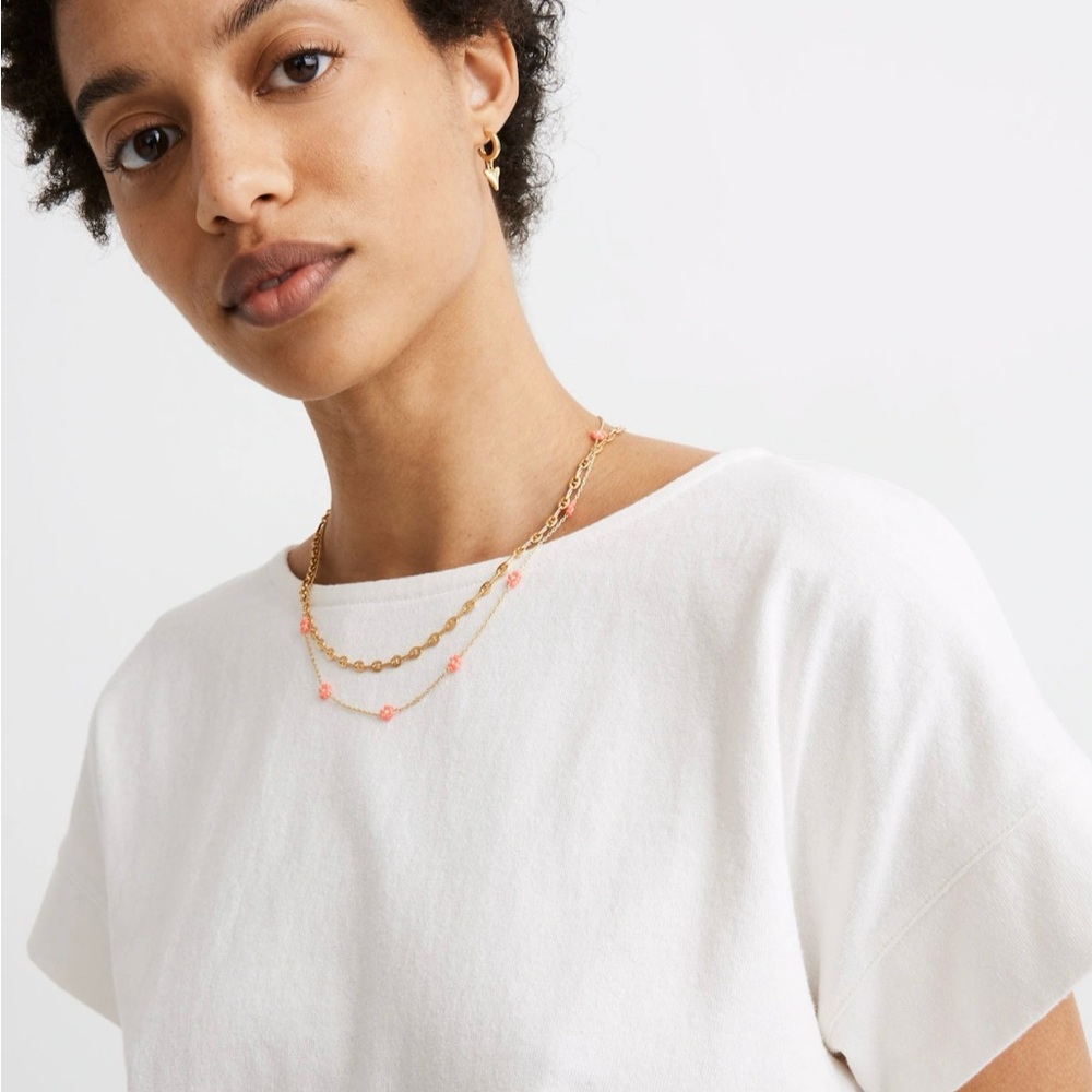 NWOT Madewell Women’s White Boxy-Crop Tee, Size L